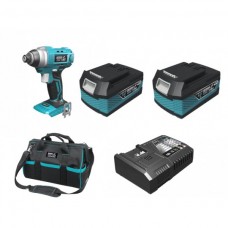Dedra Set Masina de insurubat cu impact 110Nm hexagon interior 1/4 cu 2 acumulatori Li-Ion 18V 5.0Ah incarcator rapid 125W si geanta de transport